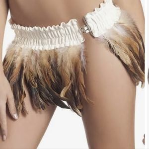 White/cream/beige/brown feather skirt